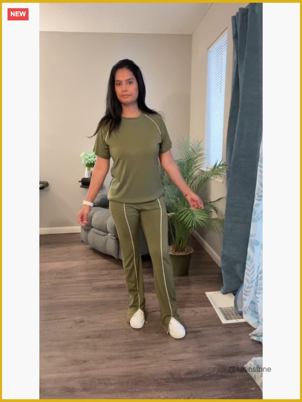 2 Piece Outfits Summer Workout Sweatsuit Striped Short Sleeve Long Flare Pants - Picture 6 of 6
